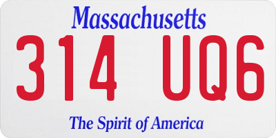 MA license plate 314UQ6