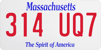 MA license plate 314UQ7