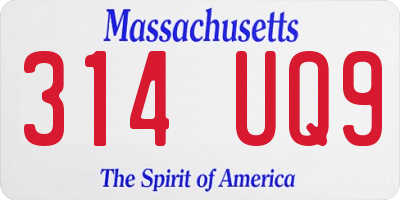 MA license plate 314UQ9