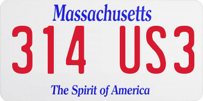 MA license plate 314US3