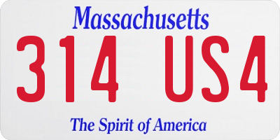 MA license plate 314US4