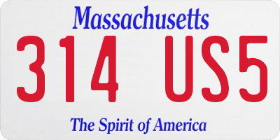 MA license plate 314US5