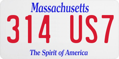 MA license plate 314US7
