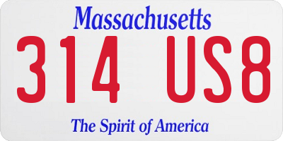 MA license plate 314US8