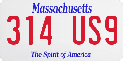 MA license plate 314US9