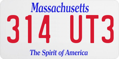 MA license plate 314UT3