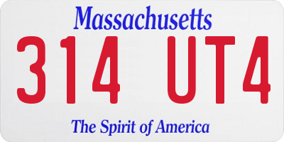MA license plate 314UT4