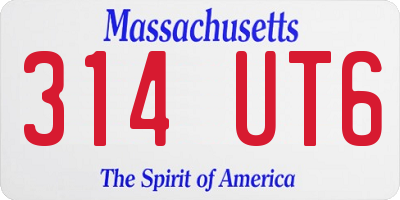 MA license plate 314UT6