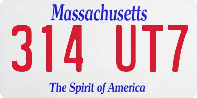 MA license plate 314UT7