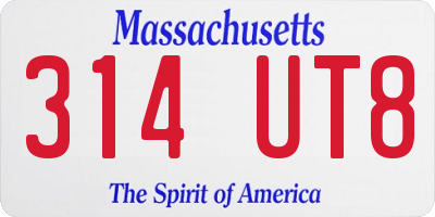 MA license plate 314UT8