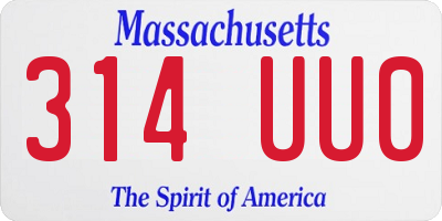 MA license plate 314UU0