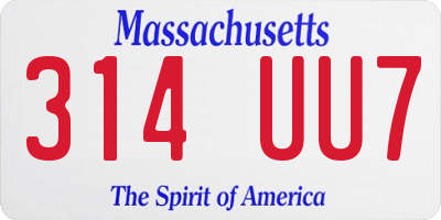 MA license plate 314UU7