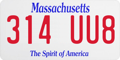 MA license plate 314UU8