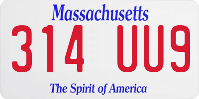 MA license plate 314UU9
