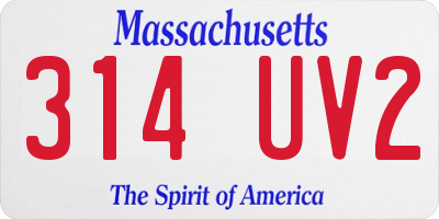 MA license plate 314UV2