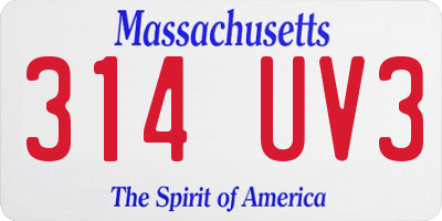 MA license plate 314UV3