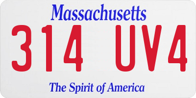 MA license plate 314UV4
