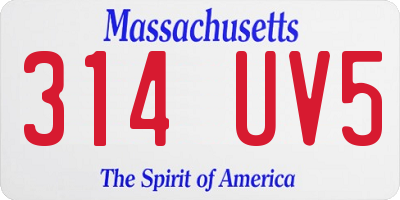 MA license plate 314UV5