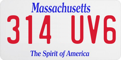 MA license plate 314UV6