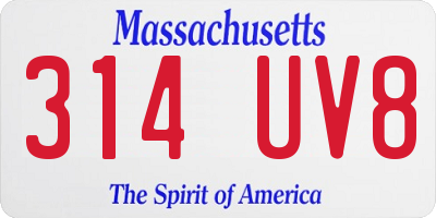 MA license plate 314UV8