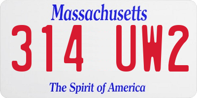 MA license plate 314UW2
