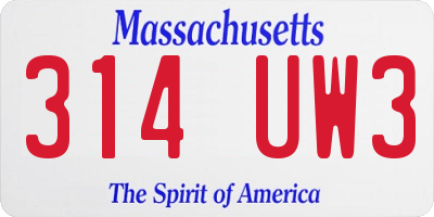 MA license plate 314UW3
