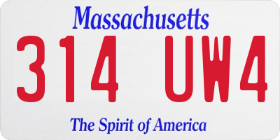 MA license plate 314UW4