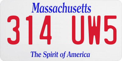 MA license plate 314UW5