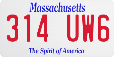 MA license plate 314UW6
