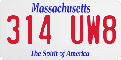 MA license plate 314UW8