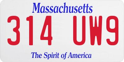 MA license plate 314UW9