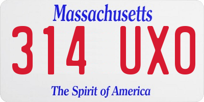 MA license plate 314UX0