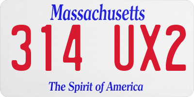 MA license plate 314UX2