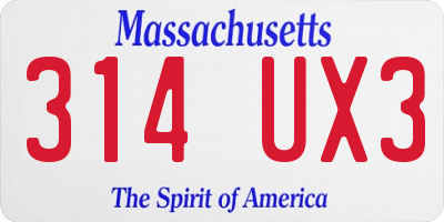 MA license plate 314UX3