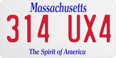 MA license plate 314UX4