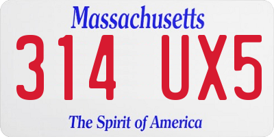 MA license plate 314UX5