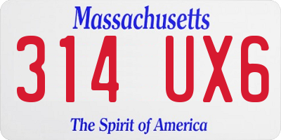 MA license plate 314UX6
