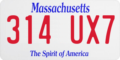 MA license plate 314UX7