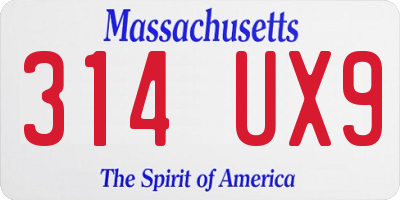 MA license plate 314UX9