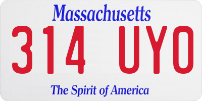 MA license plate 314UY0