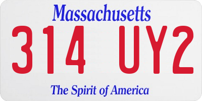 MA license plate 314UY2