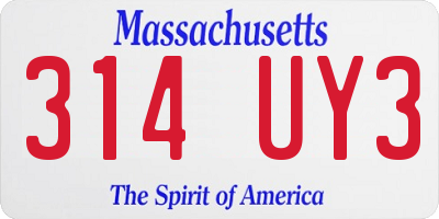 MA license plate 314UY3