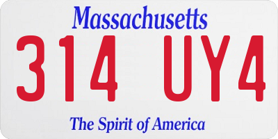 MA license plate 314UY4