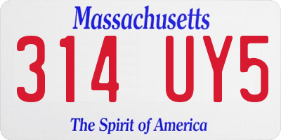 MA license plate 314UY5