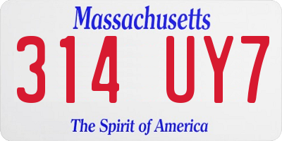 MA license plate 314UY7
