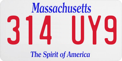 MA license plate 314UY9