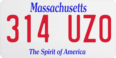 MA license plate 314UZ0