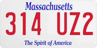 MA license plate 314UZ2