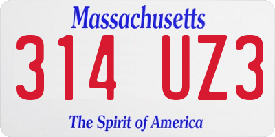MA license plate 314UZ3