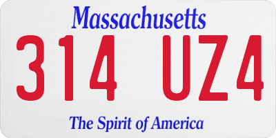 MA license plate 314UZ4
